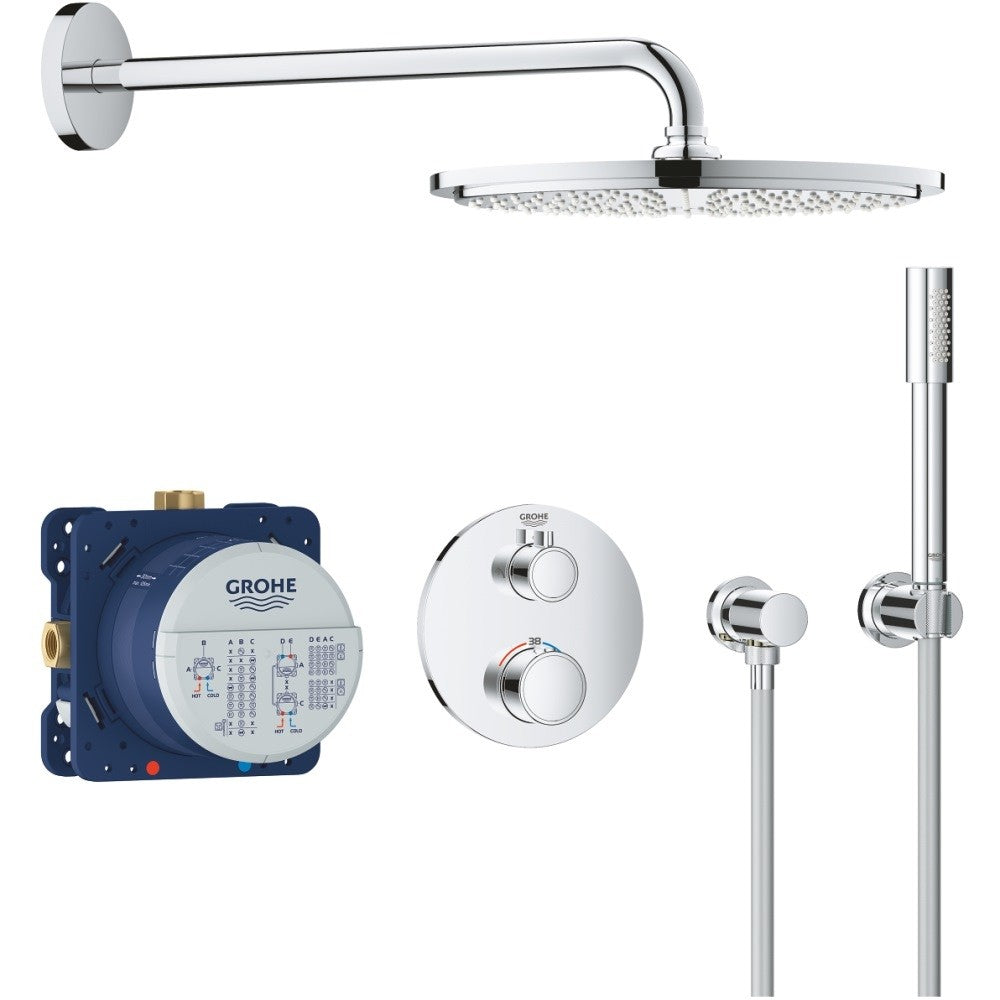 Sistem dus incastrat cu termostat Grohe Grohtherm Cosmopolitan 310, baterie rotunda