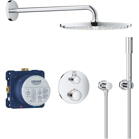 Sistem dus incastrat cu termostat Grohe Grohtherm Cosmopolitan 310, baterie rotunda