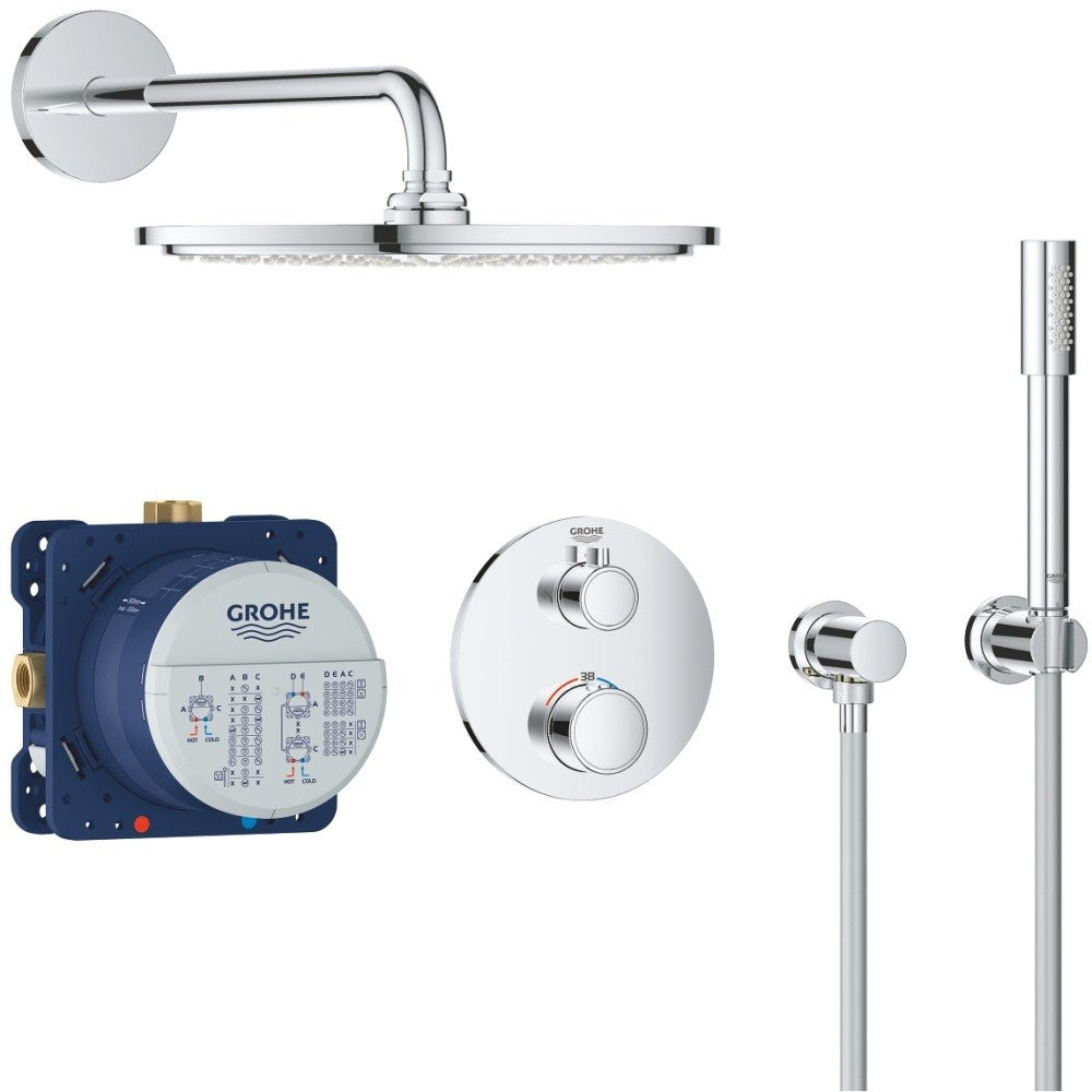 Sistem dus incastrat cu termostat Grohe Grohtherm Cosmopolitan 310, baterie rotunda