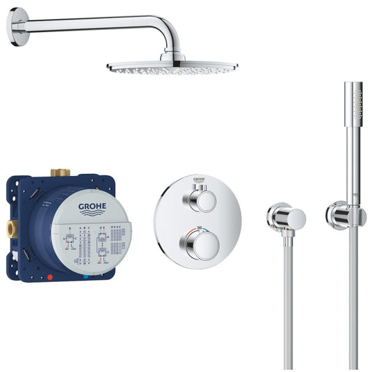 Sistem dus incastrat cu termostat Grohe Grohtherm Cosmopolitan 210, baterie rotunda