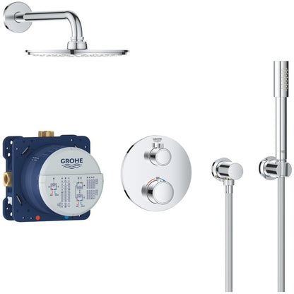 Sistem dus incastrat cu termostat Grohe Grohtherm Cosmopolitan 210, baterie rotunda