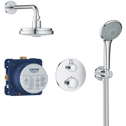 Sistem dus incastrat cu termostat Grohe Grohtherm Cosmopolitan 160, baterie rotunda