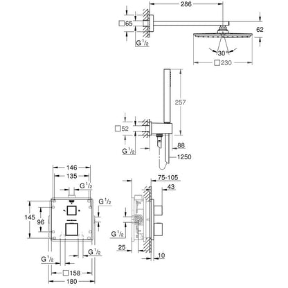 Sistem dus incastrat cu termostat Grohe Grohtherm Cube