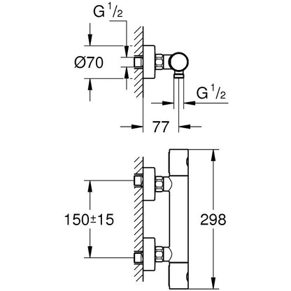 Grohe Grohtherm 800 Cosmopolitan Baterie dus cu termostat