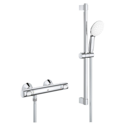 Grohe Grohtherm 500 Baterie dus cu termostat si set de dus cu bara 62 cm, crom