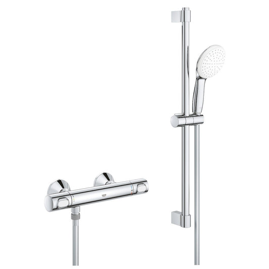 Grohe Grohtherm 500 Baterie dus cu termostat si set de dus cu bara 62 cm, crom