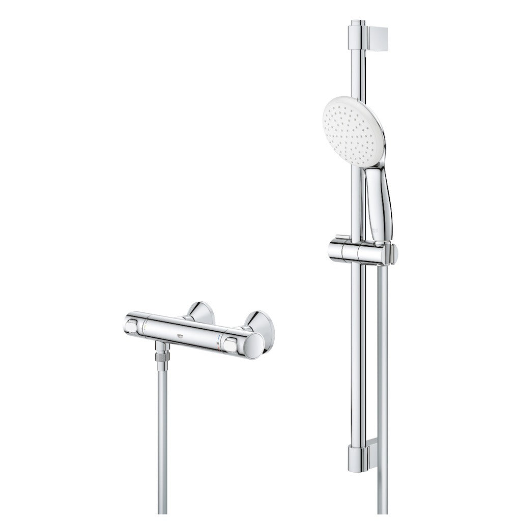 Grohe Grohtherm 500 Baterie dus cu termostat si set de dus cu bara 62 cm, crom