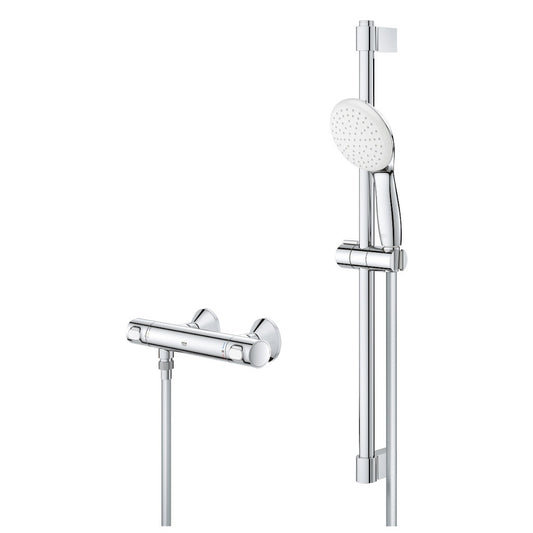 Grohe Grohtherm 500 Baterie dus cu termostat si set de dus cu bara 62 cm, crom