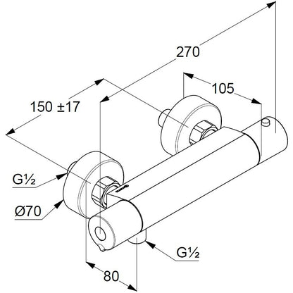 Kludi Basic Baterie dus monocomanda cu termostat