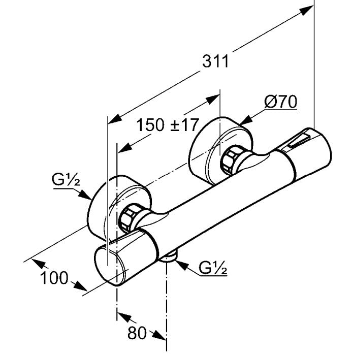 Kludi Zenta Baterie dus cu termostat