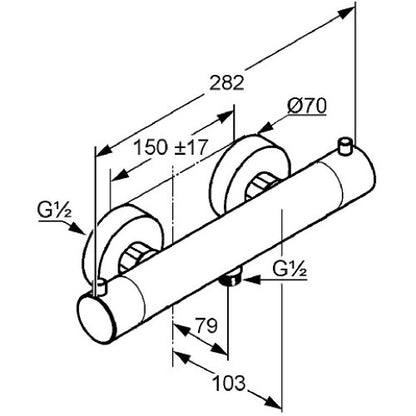 Kludi Objekta Baterie dus monocomanda cu termostat