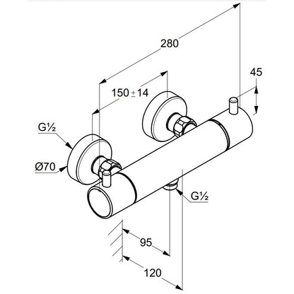 Kludi Bozz Baterie dus monocomanda termostatata, negru mat