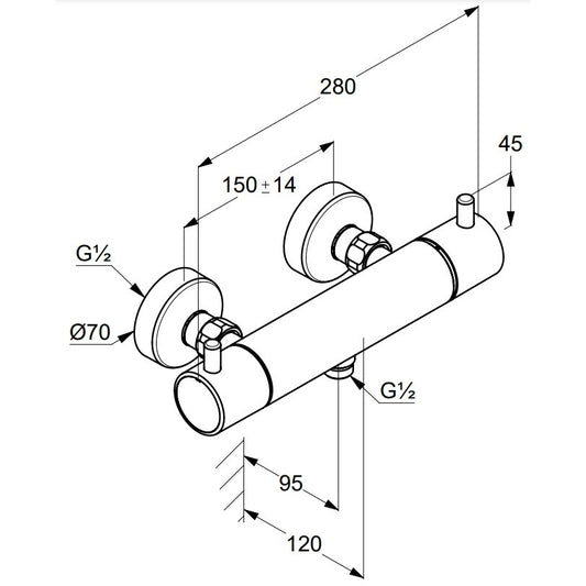 Kludi Bozz Baterie dus monocomanda termostatata, negru mat
