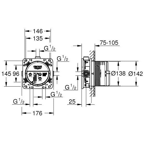 Grohe Rapido Smartbox Universal Set preinstalare pentru baterie incastrata 1/2'