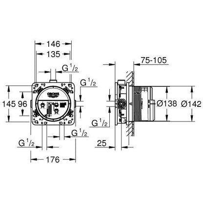 Grohe Rapido Smartbox Universal Set preinstalare pentru baterie incastrata 1/2'