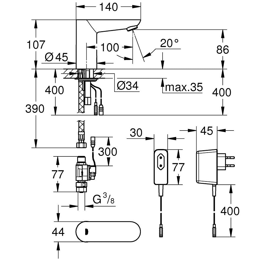 Grohe Euroeco Cosmopolitan E Robinet electronic cu infrarosu