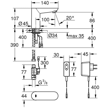 Grohe Euroeco Cosmopolitan E Robinet electronic cu infrarosu