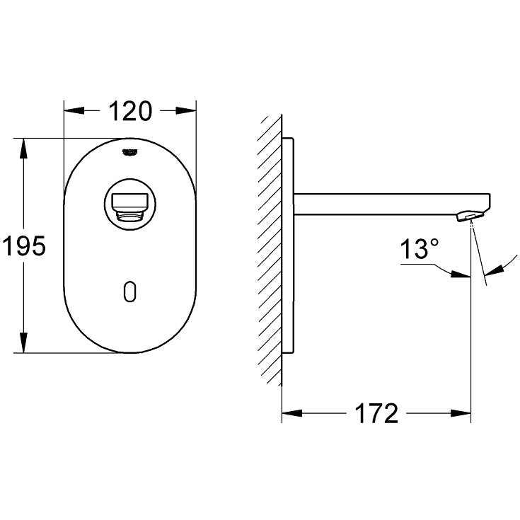 Grohe Euroeco Cosmopolitan E Robinet electronic cu infrarosu, montaj incastrat