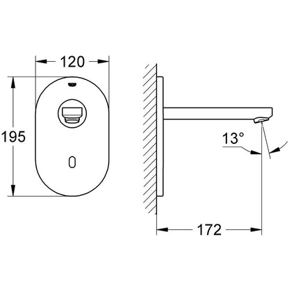 Grohe Euroeco Cosmopolitan E Robinet electronic cu infrarosu, montaj incastrat