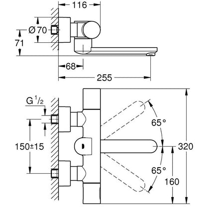 Grohe Eurosmart Cosmopolitan E Baterie lavoar termostatata cu infrarosu