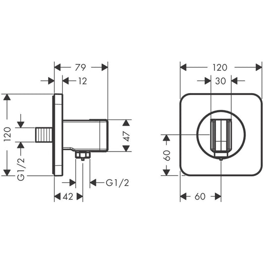 Hansgrohe Axor Citterio E Porter Cot racord cu suport dus