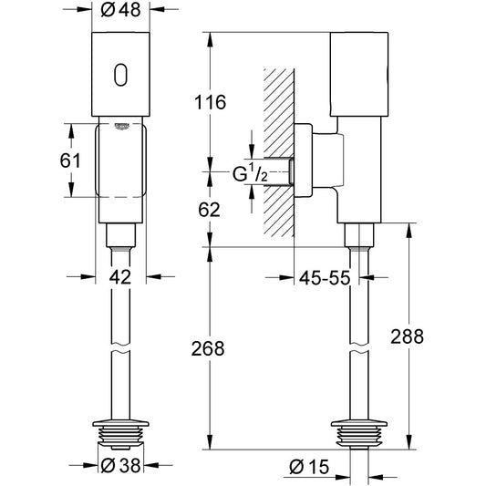 Grohe Tectron Rondo Baterie pisoar electronica cu senzor