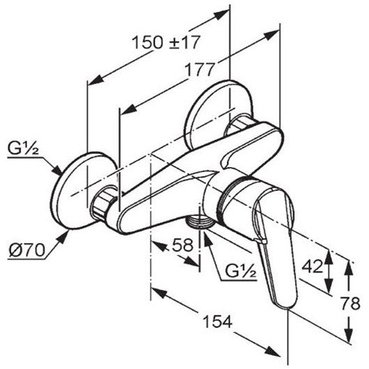 Kludi D-Vise Baterie dus monocomanda, crom