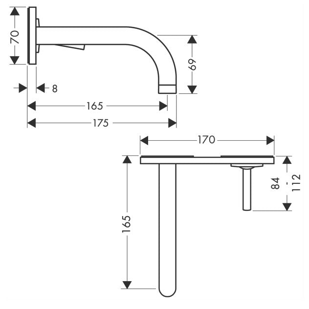 Baterie lavoar incastrata Hansgrohe Axor Uno2, cu placa, pipa 16 cm