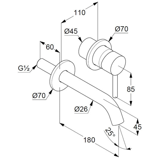 Baterie lavoar incastrata alba mat Kludi Bozz, pipa 18 cm