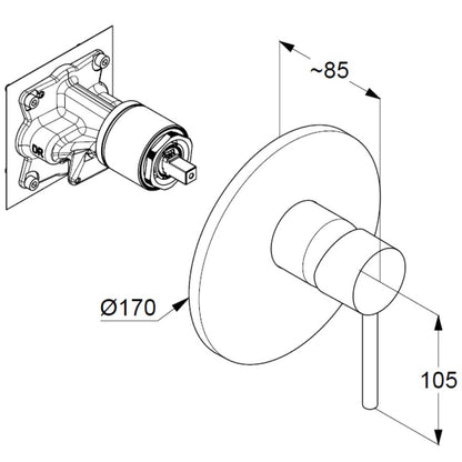 Kludi Bozz Baterie dus incastrata, negru mat