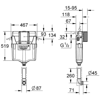 Grohe Rezervor incastrat GD 2 ajustabil intre 6-9 l
