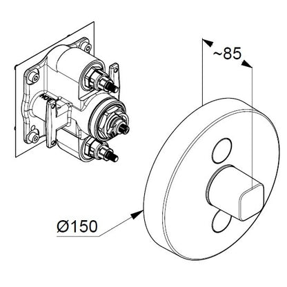 Kludi Push Baterie dus monocomanda cu doua butoane, montaj incastrat Ø15 cm, crom