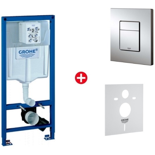 Grohe Rapid SL 4 in 1 Set rezervor incastrat WC cu cadru, clapeta Skate Cosmo si izolare fonica