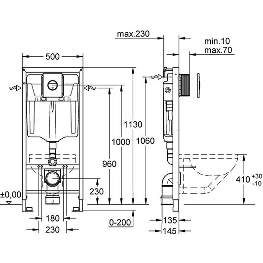 Grohe Rapid SL 4 in 1 Set rezervor incastrat GD2 si clapeta de actionare
