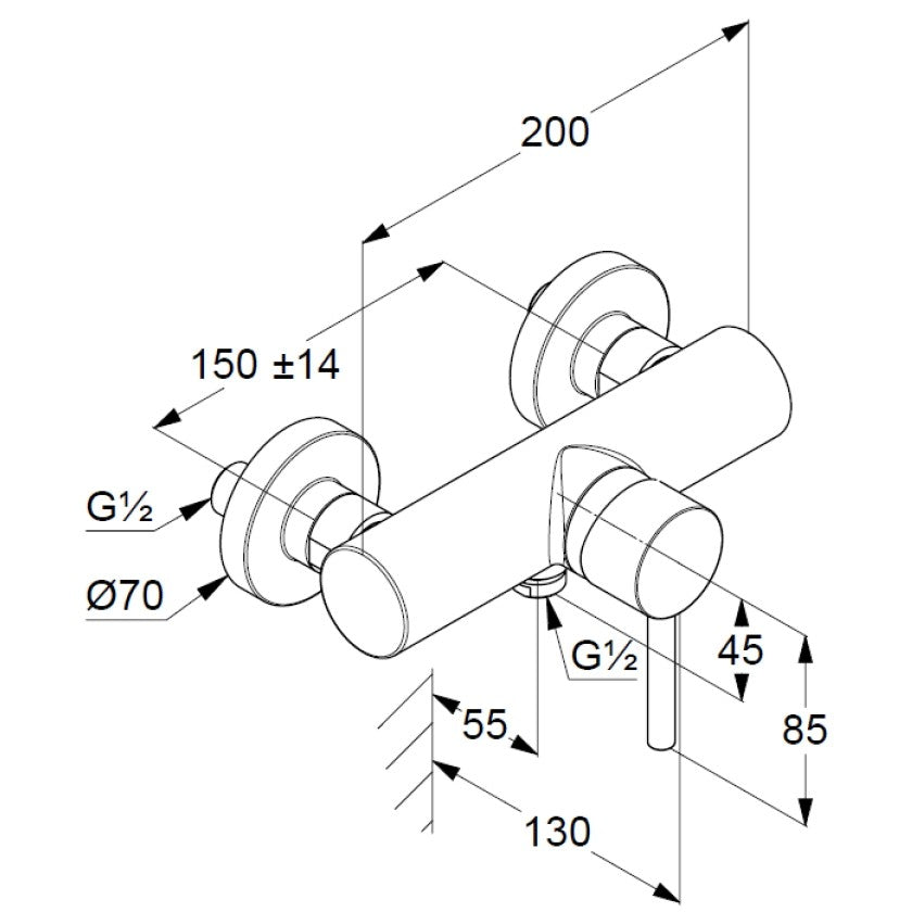 Kludi Bozz Baterie dus monocomanda, negru mat