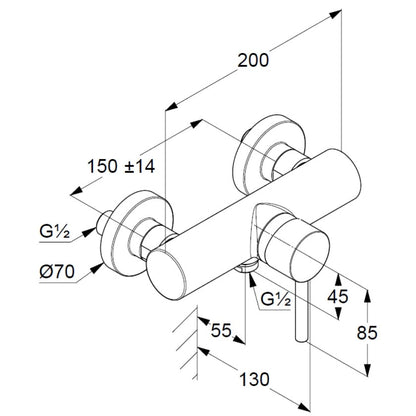 Kludi Bozz Baterie dus monocomanda, negru mat