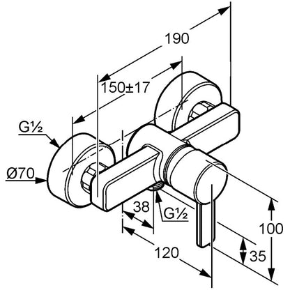 Kludi Zenta Baterie dus monocomanda, crom