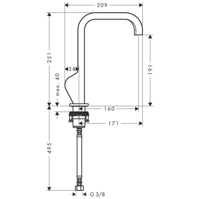 Baterie lavoar Hansgrohe Axor Citterio 190, fara ventil