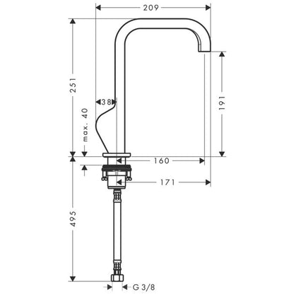Baterie lavoar Hansgrohe Axor Citterio 190, fara ventil