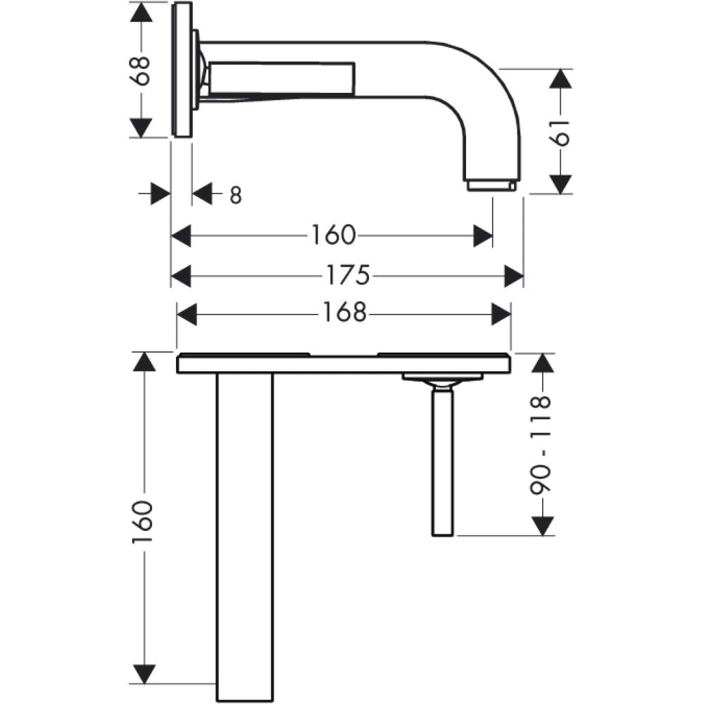 Baterie lavoar incastrata Hansgrohe Axor Citterio, cu placa, pipa 16 cm