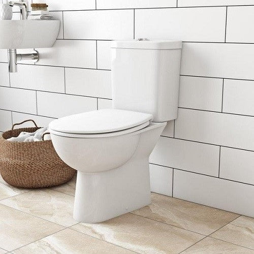 Set Vas WC pe pardoseala cu rezervor aparent si capac soft close Grohe Bau Ceramic 36x62 cm evacuare orizontala