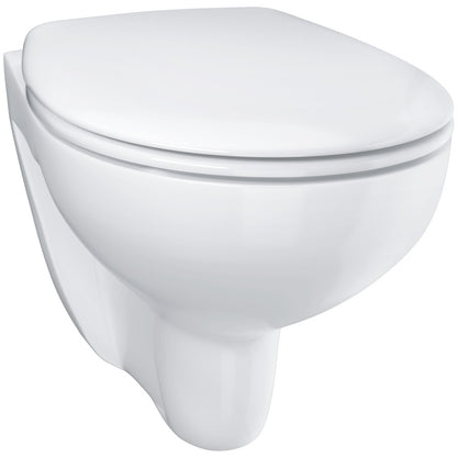 Set Vas WC suspendat cu capac soft close Grohe Bau Ceramic Rimless 37x53 cm evacuare orizontala