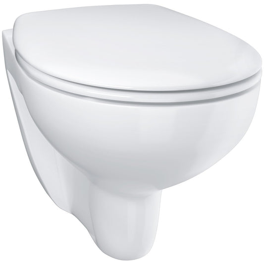 Set Vas WC suspendat cu capac soft close Grohe Bau Ceramic Rimless 37x53 cm evacuare orizontala
