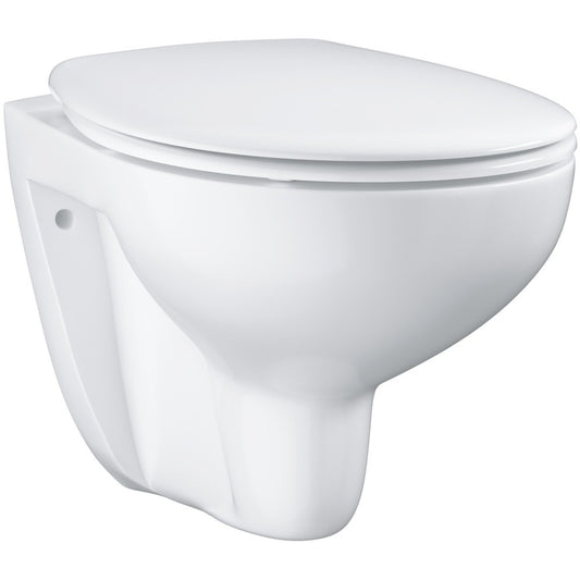 Set Vas WC suspendat cu capac soft close Grohe Bau Ceramic Rimless 37x53 cm evacuare orizontala