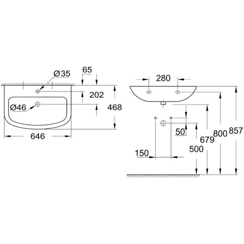 Chiuveta baie suspendata Grohe Bau Ceramic 65x47 cm