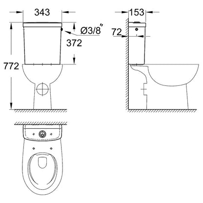 Grohe Bau Ceramic Rezervor WC, alimentare laterala