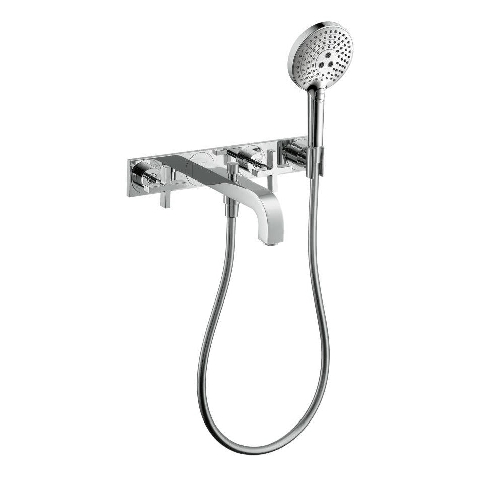 Hansgrohe Axor Citterio Baterie cada dus cu 3 gauri cu placa, montaj pe perete, manere cruce