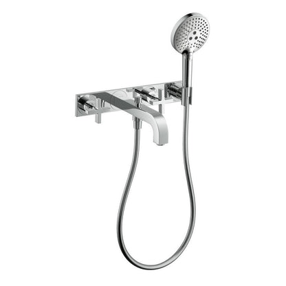 Hansgrohe Axor Citterio Baterie cada dus cu 3 gauri cu placa, montaj pe perete, manere cruce