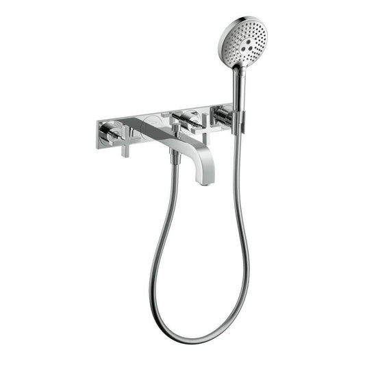 Hansgrohe Axor Citterio Baterie cada dus cu 3 gauri cu placa, montaj pe perete, manere cruce