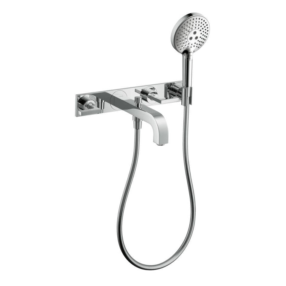 Hansgrohe Axor Citterio Baterie cada dus cu 3 gauri cu placa, montaj pe perete, manere drepte